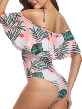 Charger l&#39;image dans la galerie, Imprimé Tropical Sangle Jolis Une Pièce Maillots De Bain Piece
