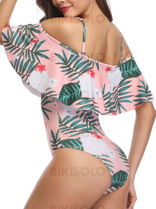 Imprimé Tropical Sangle Jolis Une Pièce Maillots De Bain Piece