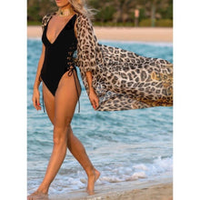 Charger l&#39;image dans la galerie, Léopard Imprimé Col V Sexy Jolis Tenues De Plage Maillots De Bain
