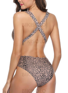 Leopard V-Neck Sexy Une Pièce Maillots De Bain Piece