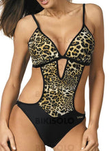 Charger l&#39;image dans la galerie, Monokini Couleurs Opposées À Bretelles Sexy Élégante Une Pièce Maillots De Bain