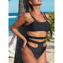 Charger l&#39;image dans la galerie, Monokini Coupe Haute À Bretelles Col U Sexy Frais Une Pièce Maillots De Bain