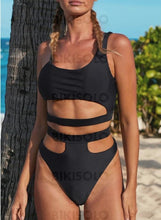 Charger l&#39;image dans la galerie, Monokini Coupe Haute À Bretelles Col U Sexy Frais Une Pièce Maillots De Bain