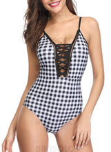 Charger l&#39;image dans la galerie, Plaid Sangle Sexy Une Pièce Maillots De Bain Piece