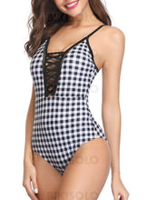 Charger l&#39;image dans la galerie, Plaid Sangle Sexy Une Pièce Maillots De Bain Piece