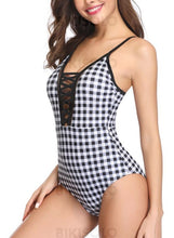 Charger l&#39;image dans la galerie, Plaid Sangle Sexy Une Pièce Maillots De Bain Piece