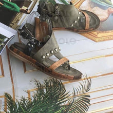 Charger l'image dans la galerie, Pu Talon Plat Sandales Chaussures Plates À Bout Ouvert Avec Boucle Chaussures