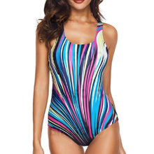 Charger l'image dans la galerie, Rayures À Bretelles Col U Jolis Colorful Une Pièce Maillots De Bain