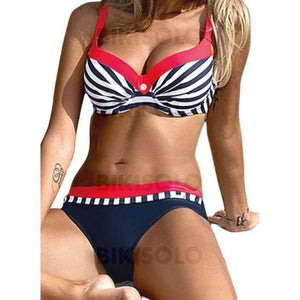 Rayures Armature À Bretelles Sexy Grande Taille Bikinis Maillots De Bain Rouge / S