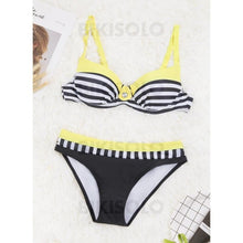 Charger l&#39;image dans la galerie, Rayures Armature À Bretelles Sexy Grande Taille Bikinis Maillots De Bain