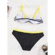 Charger l&#39;image dans la galerie, Rayures Armature À Bretelles Sexy Grande Taille Bikinis Maillots De Bain