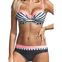 Charger l&#39;image dans la galerie, Rayures Armature À Bretelles Sexy Grande Taille Bikinis Maillots De Bain