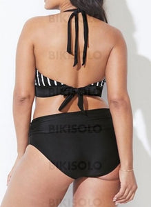 Rayures Dos Nu Élégante Grande Taille Bikinis Maillots De Bain