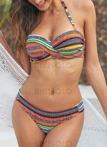 Rayures Dos Nu Sexy À La Mode Jolis Attrayant Bikinis Maillots De Bain Orange / S