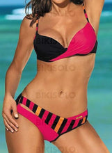 Charger l&#39;image dans la galerie, Rayures Patchwork À Bretelles Sexy Bohème Bikinis Maillots De Bain