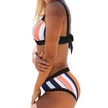 Charger l'image dans la galerie, Rayures Taille Basse À Bretelles Jolis Mignon Bikinis Maillots De Bain