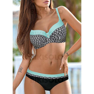 Rayures Taille Basse À Bretelles Sexy Bikinis Maillots De Bain Bleu / S