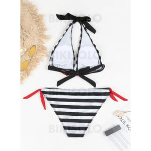 Rayures Taille Basse Dos Nu Élégante Bikinis Maillots De Bain