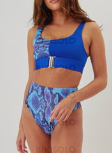 Charger l&#39;image dans la galerie, Splice Couleur U Neck Sexy Bikinis Maillots De Bain Bleu / S