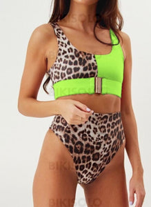 Splice Couleur U Neck Sexy Bikinis Maillots De Bain Vert / S