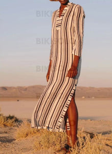 Striped Col V Bohème Tenues De Plage Maillots De Bain