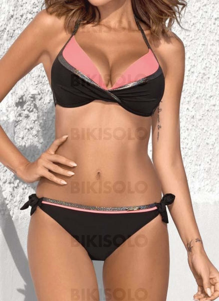 Taille Basse Armature Dos Nu Sexy Bikini Maillots De Bain Rose Perle / S Bikinis