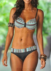 Taille Basse Col V Élégante Bikinis Maillots De Bain Vert / S