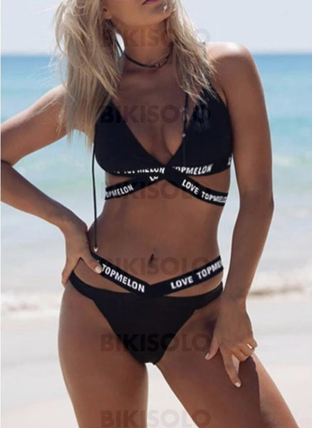Taille Basse Deux Pièces À Bretelles Sports Bikinis Maillots De Bain