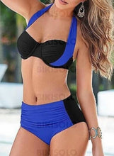 Charger l&#39;image dans la galerie, Taille Basse Dos Nu Sexy Bikinis Maillots De Bain Royal Blue / S