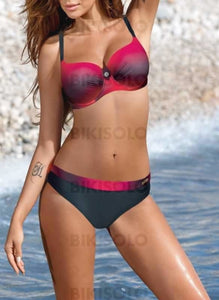Taille Basse Épissage Couleur À Bretelles Sexy Bikinis Maillots De Bain Rouge / S