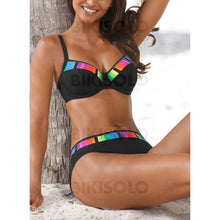 Charger l&#39;image dans la galerie, Taille Basse Épissage Couleur À Bretelles Sexy La Mode Grande Taille Bikinis Maillots De Bain
