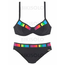 Charger l&#39;image dans la galerie, Taille Basse Épissage Couleur À Bretelles Sexy La Mode Grande Taille Bikinis Maillots De Bain