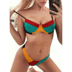 Taille Basse Épissage Couleur À Bretelles Sexy Sports Bikinis Maillots De Bain