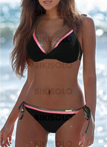 Taille Basse Épissage Couleur Dos Nu Sexy Élégante À La Mode Bikinis Maillots De Bain Rose Vif /