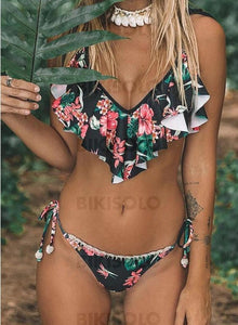 Taille Basse Imprimé À Bretelles Col V Sexy Jolis Mignon Bikinis Maillots De Bain