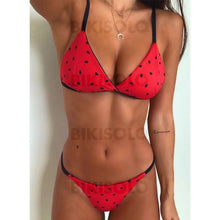 Charger l&#39;image dans la galerie, Taille Basse Imprimé À Bretelles Frais Bikinis Maillots De Bain Rouge / S