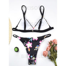 Charger l&#39;image dans la galerie, Taille Basse Imprimé À Bretelles Frais Bikinis Maillots De Bain