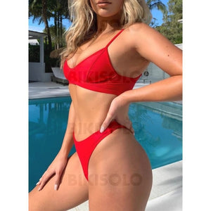 Taille Basse Jambe Haute À Bretelles Sexy Bikinis Maillots De Bain