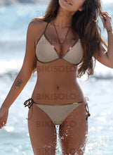 Charger l&#39;image dans la galerie, Taille Basse Lanière Chaîne Dos Nu Sexy Bikinis Maillots De Bain Marron / S