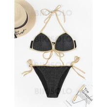 Charger l&#39;image dans la galerie, Taille Basse Lanière Chaîne Dos Nu Sexy Bikinis Maillots De Bain