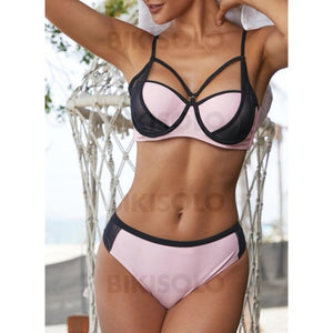 Taille Basse Patchwork À Bretelles Sexy Bikinis Maillots De Bain Rosado / S