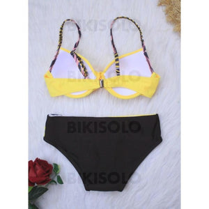 Taille Basse Patchwork À Bretelles Sexy Bikinis Maillots De Bain