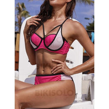 Charger l'image dans la galerie, Taille Basse Patchwork À Bretelles Sexy Bikinis Maillots De Bain