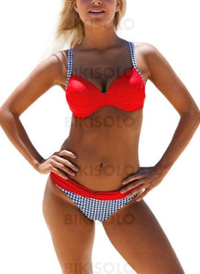Taille Basse Patchwork À Bretelles Sexy Bikinis Maillots De Bain