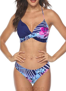 Taille Basse Patchwork Dos Nu Sexy Bikinis Maillots De Bain Bleu / S
