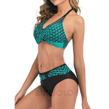 Charger l&#39;image dans la galerie, Taille Basse Patchwork Géométrique Dos Nu Grande Taille Nouveauté Bikinis Maillots De Bain