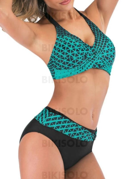 Taille Basse Patchwork Géométrique Dos Nu Grande Taille Nouveauté Bikinis Maillots De Bain