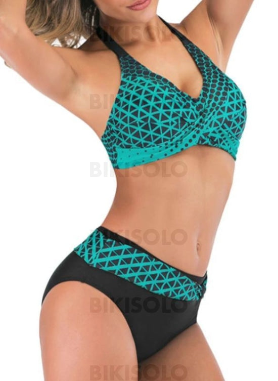 Taille Basse Patchwork Géométrique Dos Nu Grande Taille Nouveauté Bikinis Maillots De Bain