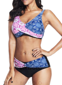 Taille Basse Patchwork Traverser Col V Sexy Bikinis Maillots De Bain