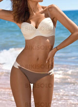 Charger l&#39;image dans la galerie, Taille Basse Splice Couleur Sangle V-Neck Sexy Frais Attrayant Bikini Maillots De Bain Blanc / S
